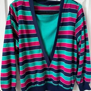 Vintage 90’s Striped V-Neck Sweater - Women’s Size L